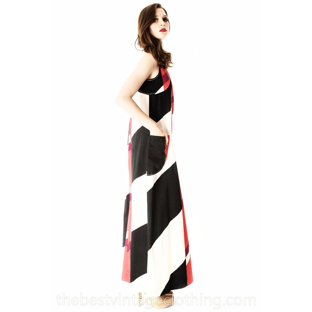 Vintage 1970s Diakonaalirytmit 100% Cotton Tampella Jumper Maxi Dress Finnish 1970s RARE M The Best Vintage Clothing