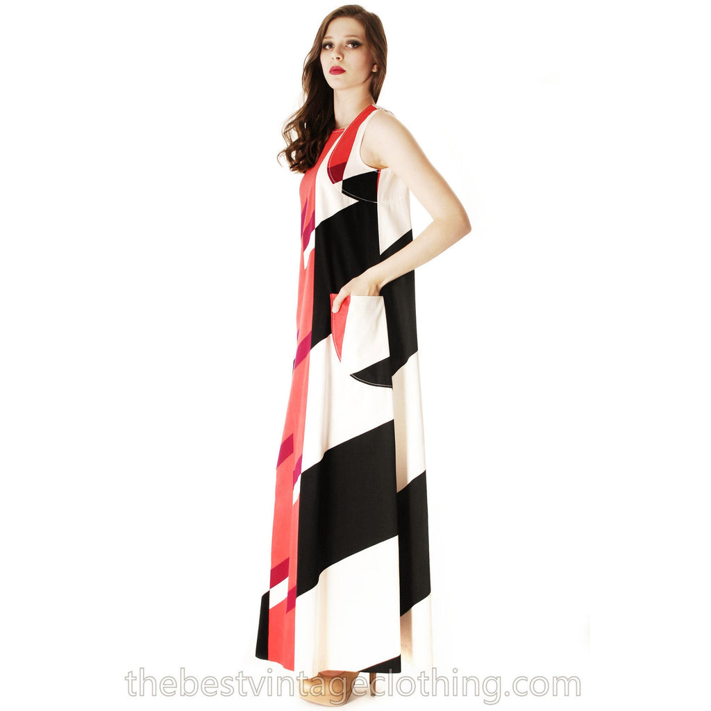 Vintage 1970s Diakonaalirytmit 100% Cotton Tampella Jumper Maxi Dress Finnish 1970s RARE M The Best Vintage Clothing