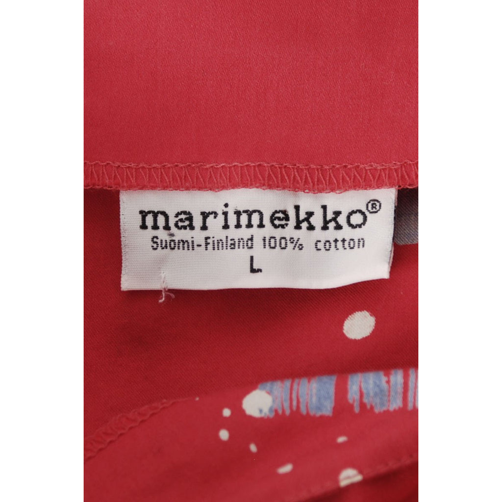 Vintage Marimekko Maxi Dress Huge Shoulders Red Abstract Print Ultra 1980s Sz L marimekko The Best Vintage Clothing