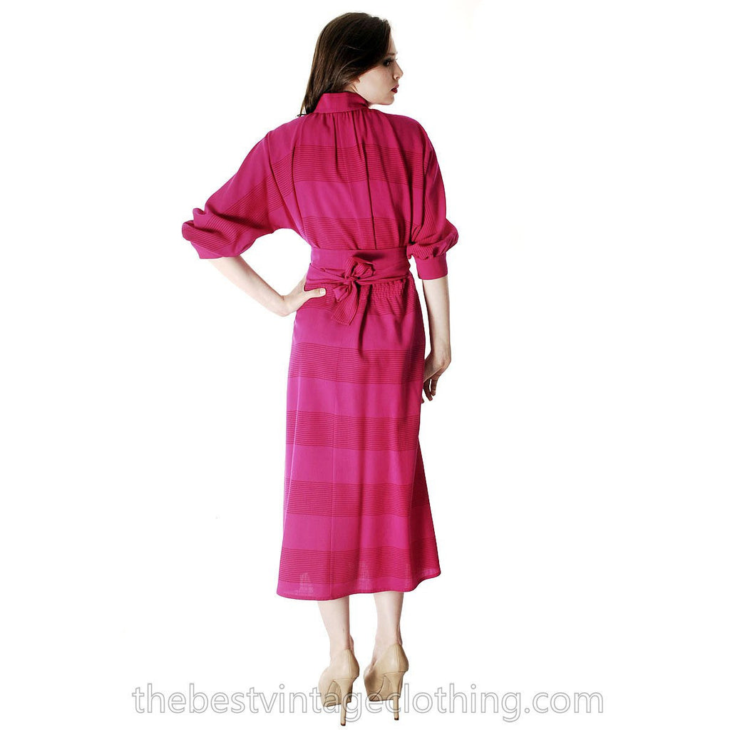 Vintage Vuokko Nurmesniemi Finland Fuchsia Finest Wool Voile Coat Dress 1970s XS-M marimekko The Best Vintage Clothing