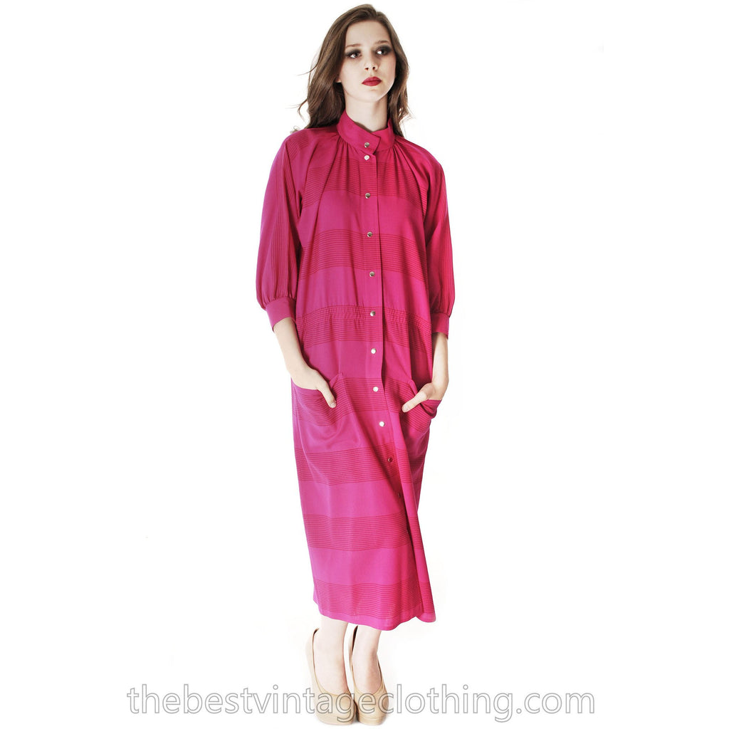 Vintage Vuokko Nurmesniemi Finland Fuchsia Finest Wool Voile Coat Dress 1970s XS-M marimekko The Best Vintage Clothing