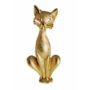 Vintage Gold Tone Cool Siamese Cat Brooch BSK 1960s On Sale BSK