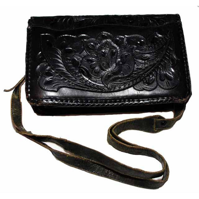 Vintage Purse Hand Tooled Black Leather W/ Guitar 1970S VLV Retro Rockabilly Handbags The Best Vintage Clothing