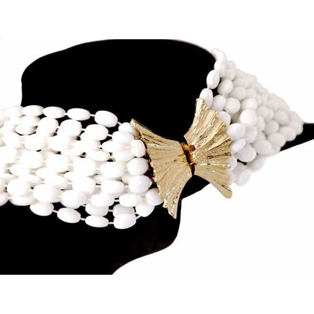 Vintage Estate Jewelry Necklace Choker White-White Beads Vogue 1950S Cart2cart Vogue