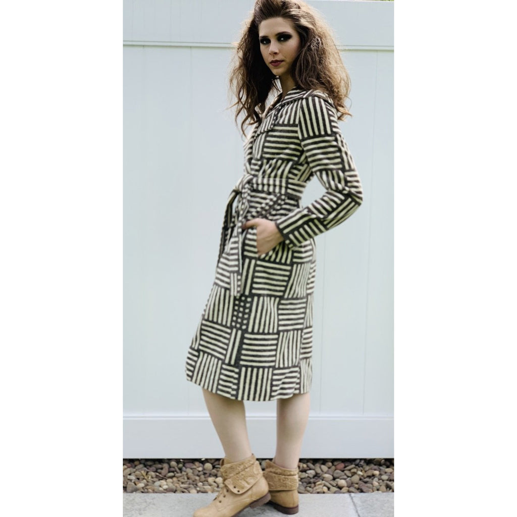 Vintage Marimekko Corduroy Womens M Wrap Coat RARE NWT 1975 Geometric Design marimekko The Best Vintage Clothing