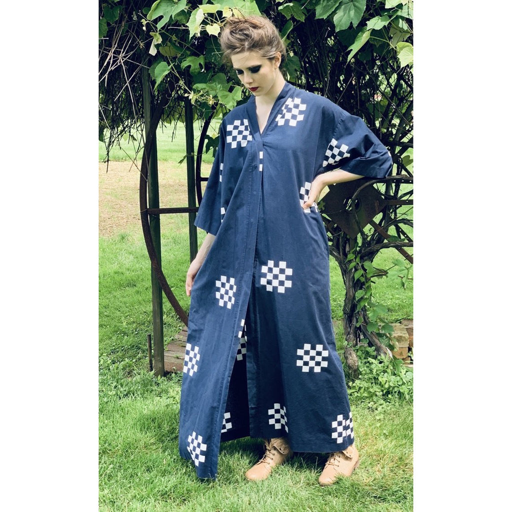 VTG Marimekko ”Pivo” by Katsuji Wakisaka 1975 BLACK/ White Cotton Kaftan Maxi S marimekko The Best Vintage Clothing