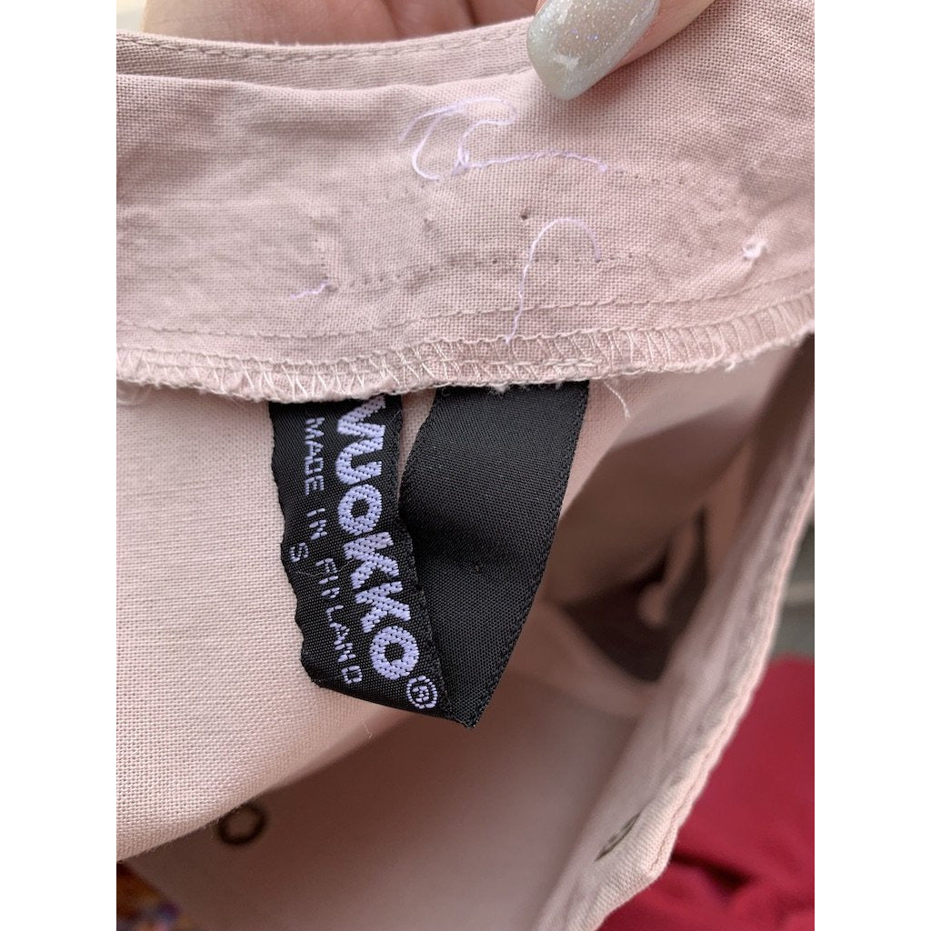 Vintage Mod 1970s Iconic Vuokko Beige / Gray Circles Geometric Print Coat Dress Sz S marimekko The Best Vintage Clothing