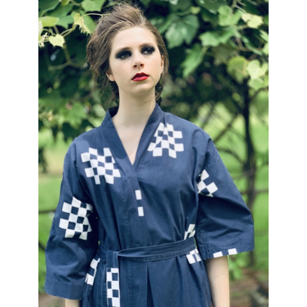 VTG Marimekko ”Pivo” by Katsuji Wakisaka 1975 BLACK/ White Cotton Kaftan Maxi S marimekko The Best Vintage Clothing