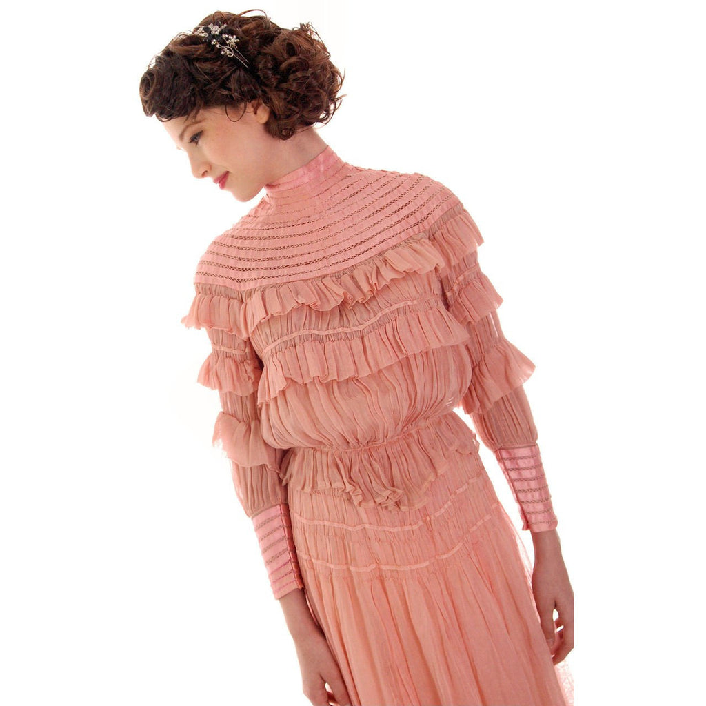 Vintage Antique Pink Cotton 2 PC Dress Antique Gown 1905-1912 Titanic Era Small Women's,New Arrivals The Best Vintage Clothing