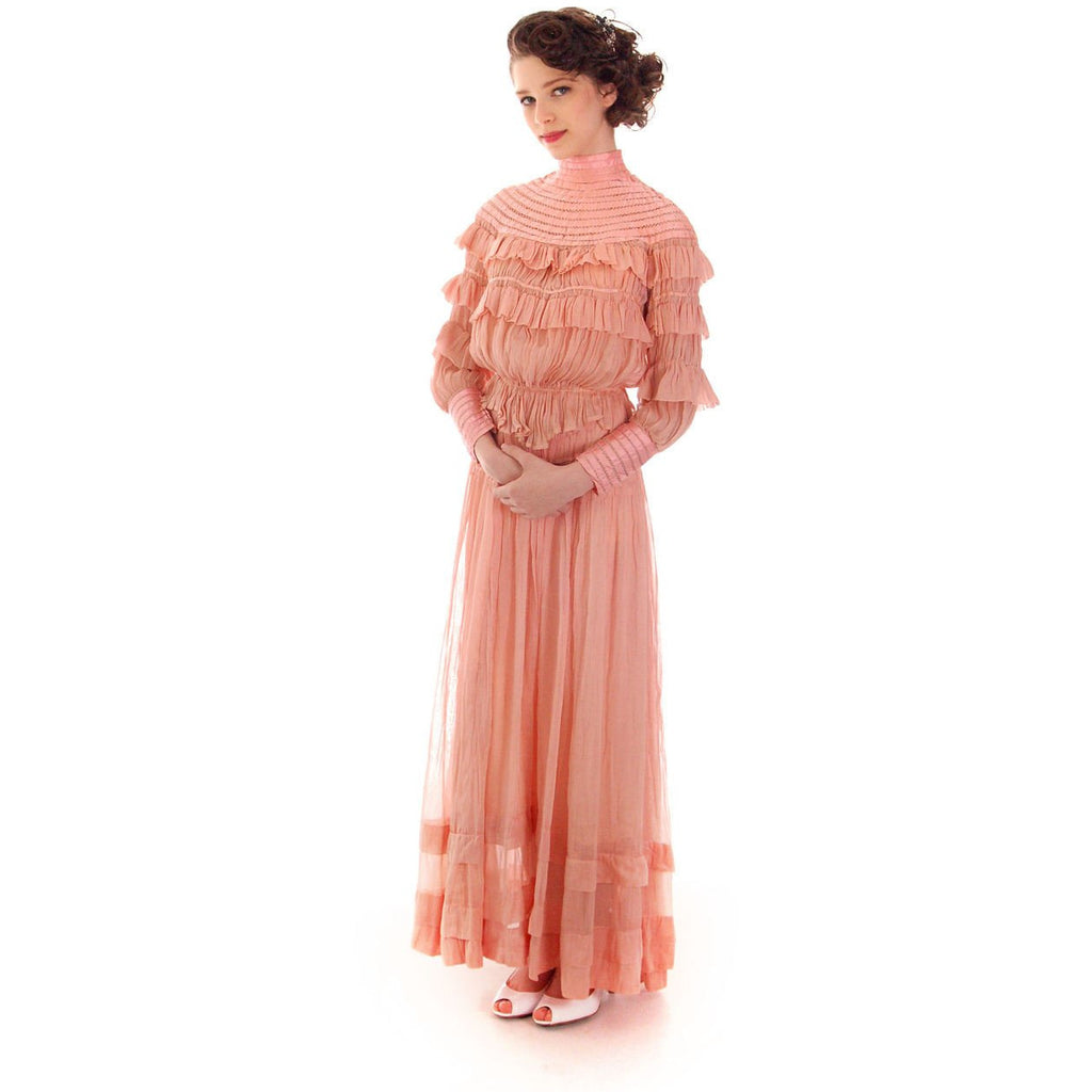 Vintage Antique Pink Cotton 2 PC Dress Antique Gown 1905-1912 Titanic Era Small Women's,New Arrivals The Best Vintage Clothing