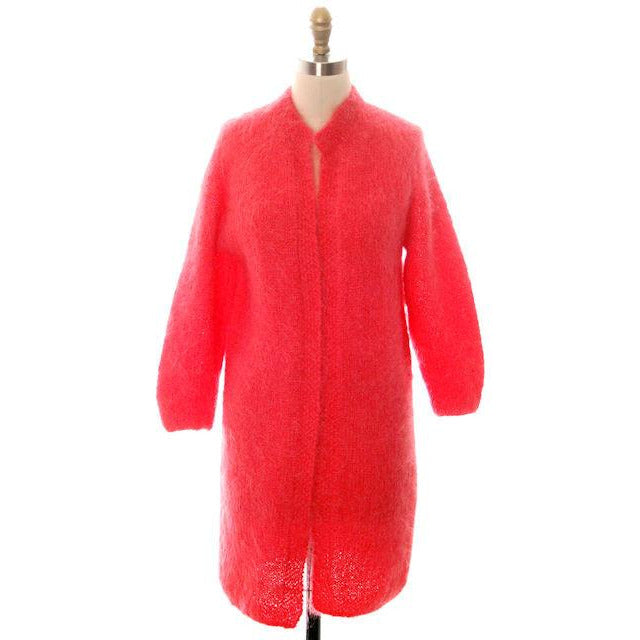 Vintage Ladies Mohair Sweater Coat Perfect Coral Easy To Wear Handknit 1960s 40 Bust - The Best Vintage Clothing
 - 1