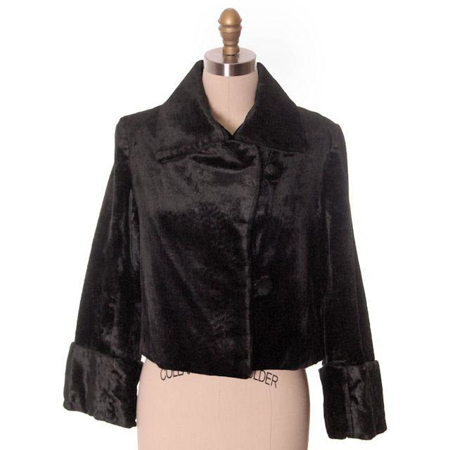 Vintage Ladies Velour Short Coat Great Sleeves Asymmetrical 1920s Downton Abbey Era 42" Bust Women's,New Arrivals The Best Vintage Clothing