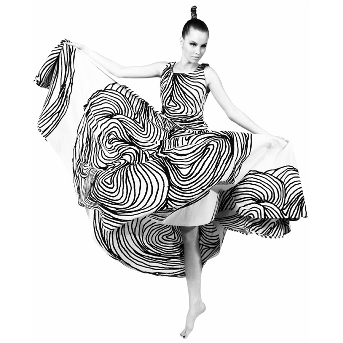 Vuokko Myllynkivi Vintage 1964 Circle Dress Abstract Black & White Print Iconic Free Size marimekko The Best Vintage Clothing