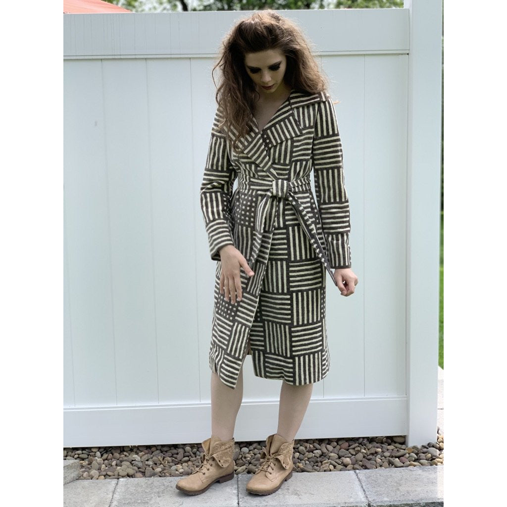 Vintage Marimekko Corduroy Womens M Wrap Coat RARE NWT 1975 Geometric Design marimekko The Best Vintage Clothing