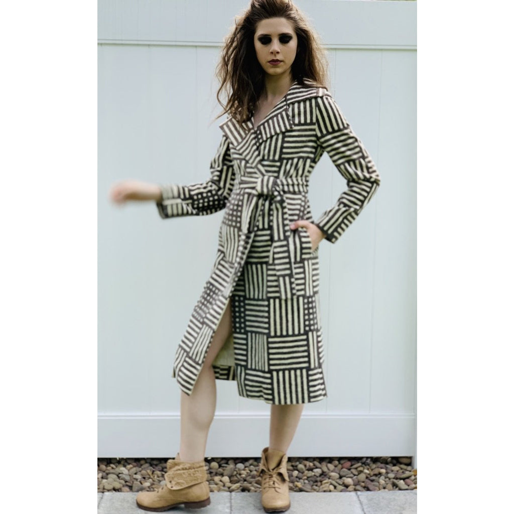 Vintage Marimekko Corduroy Womens M Wrap Coat RARE NWT 1975 Geometric Design marimekko The Best Vintage Clothing