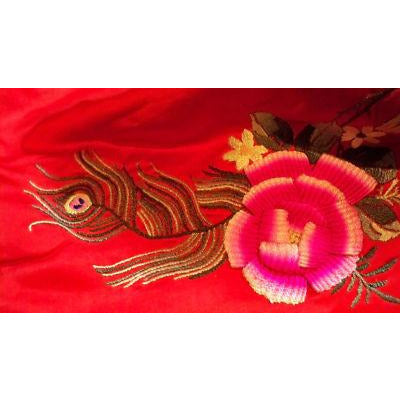 Antique Chinese Robe Part Red Silk Embroidered Wedding Apron Cart2cart The Best Vintage Clothing