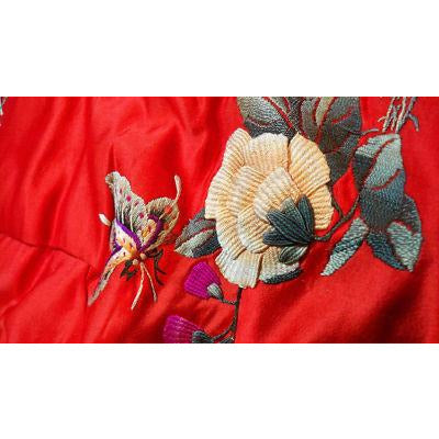 Antique Chinese Robe Part Red Silk Embroidered Wedding Apron Cart2cart The Best Vintage Clothing