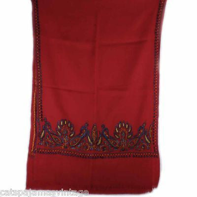 Antique Embroidered Linsey-Woolsey Red Shawl 1860S Women's The Best Vintage Clothing