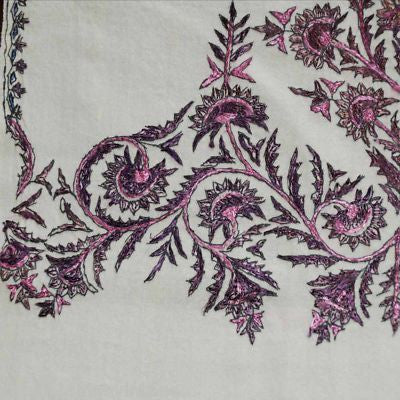 Antique Hand Embroidered Purple & White Paisley Shawl 1860S Women's The Best Vintage Clothing