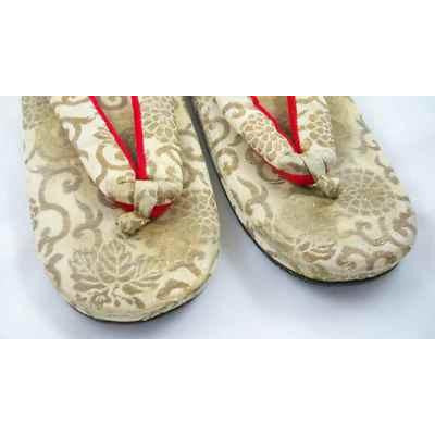 Antique Japanese Thong Shoes Gold Damask Mens Womens Esso Oil Company Shoes,On Sale The Best Vintage Clothing