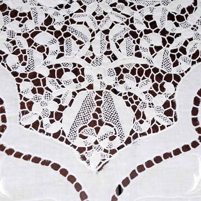 Vintage Handmade Point de Venise Needle Lace and Linen Tablecloth Esso Oil Provenance Collectibles The Best Vintage Clothing