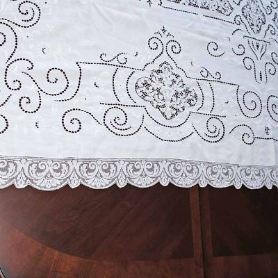 Vintage Handmade Point de Venise Needle Lace and Linen Tablecloth Esso Oil Provenance Collectibles The Best Vintage Clothing