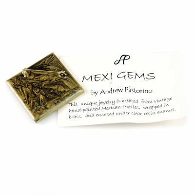 Brooch Mexican Hand Painted Skirt 1940S Mexi-Gems Cart2cart The Best Vintage Clothing