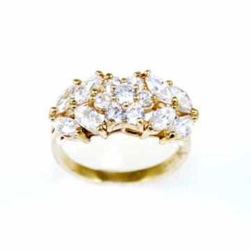 Gold Electroplate Cubic Zirconium Ladies Cocktail Ring Size 8 - The Best Vintage Clothing
