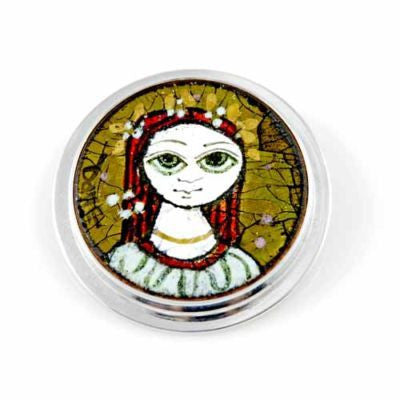 Vintage Dane Hand-Painted Ceramic Big-Eyed Girl Brooch 1960S Jewelry Dane