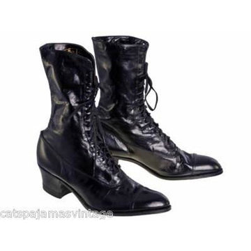 Antique Leather Boots Black Victorian Kid  Walk Over NIB #3 Womens Size EU37 US 6.5 - The Best Vintage Clothing
 - 1