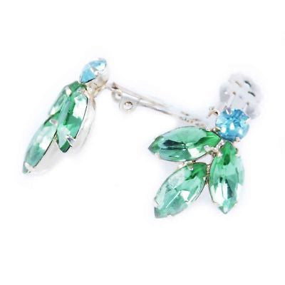 Vintage Lime & Turquoise Rhinestone Clip-On Earrings 1950S On Sale The Best Vintage Clothing
