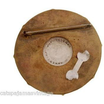 S.D. Baker Samson China Brooch Hand Painted Scenic Courting Couple 1930s Jewelry The Best Vintage Clothing