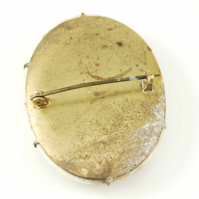 Victorian Brooch Large Transfer Ware/Porcelain Red Rose Jewelry The Best Vintage Clothing