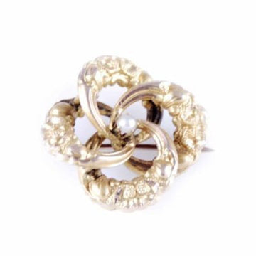 Victorian Natural Pearl/Gold Engraved Swirl Pin - The Best Vintage Clothing
 - 1