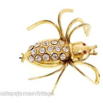 Vintage Beetle Insect Bug Brooch w/ Rhinestones 1940s Large Jewelry,On Sale The Best Vintage Clothing