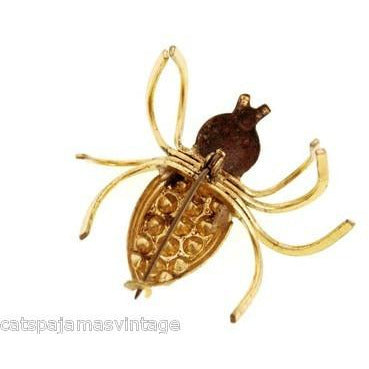 Vintage Beetle Insect Bug Brooch w/ Rhinestones 1940s Large Jewelry,On Sale The Best Vintage Clothing