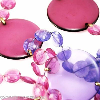 Vintage Acrylic Mod Purple Discs Necklace 1970S 68" Long Cart2cart The Best Vintage Clothing