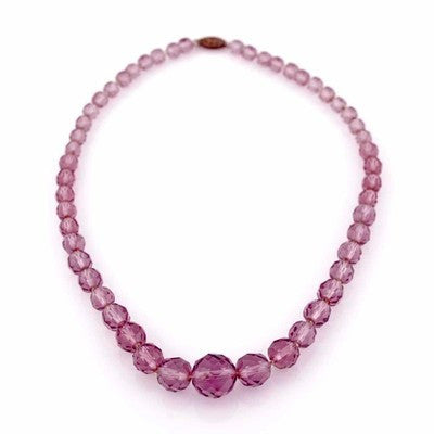 Vintage Amethyst Crystal Necklace 17" Graduated 1940S Jewelry The Best Vintage Clothing