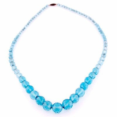 Vintage Aqua Crystal Necklace 22" Graduated Beads 1940S Cart2cart The Best Vintage Clothing