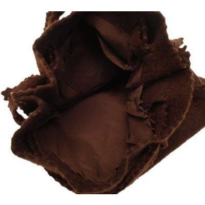 Vintage Bag Brown Wool Appliquéd Drawstring Purse 1920S Handbags,On Sale,Women's The Best Vintage Clothing