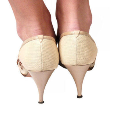 Vintage Beige Mesh High Heel Pumps Delman 1950S Shoes Delman