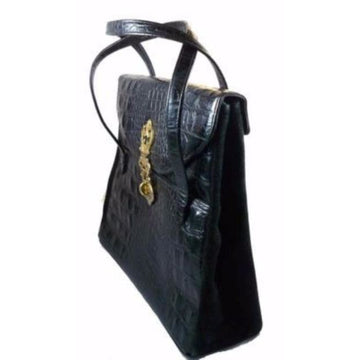 Vintage Black Faux Alligator Handbag Large Murray Kruger 1970s - The Best Vintage Clothing
 - 1