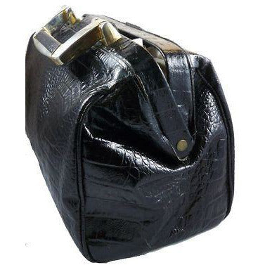 Vintage Black Faux Croc Satchel Purse Amelia Berko 1970S X large Handbags The Best Vintage Clothing