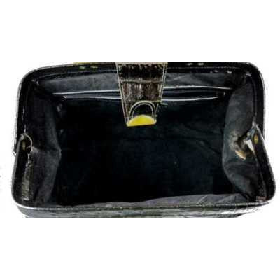 Vintage Black Faux Croc Satchel Purse Amelia Berko 1970S X large Handbags The Best Vintage Clothing