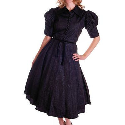 Vintage Black Moiré Dress Huge Sleeves Late  1930S 36-28-FREE - The Best Vintage Clothing
 - 1