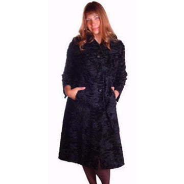 Vintage Black Broadtail Lamb Fur Coat Astrakhan Karakul George Bernard 1970S Med Women's The Best Vintage Clothing