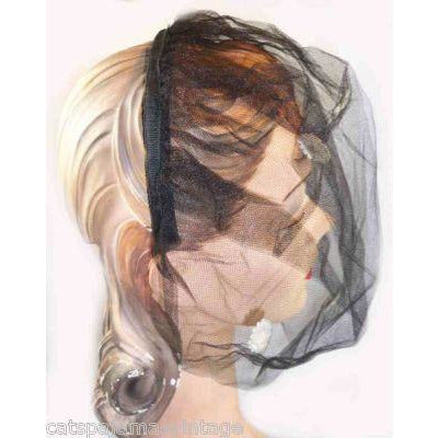 Vintage Black Tulle Headband Hat W/Appliqué 1950S Hats,On Sale The Best Vintage Clothing