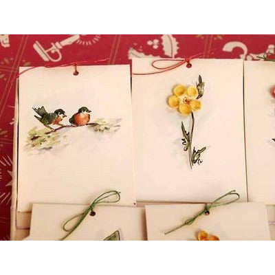 Vintage Box of Tally Cards Hand Painted 3D Birds Shells Flowers 1930s On Sale The Best Vintage Clothing