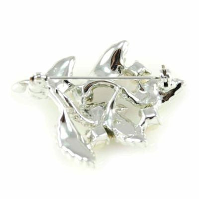 Vintage Brooch "Goldette" Chromium Leaf/ Pearl 1940S Cart2cart Goldette