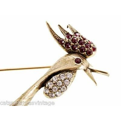 Vintage Brooch Huge Rooster w/Rhinestones Signed Jeanne 1960s Cart2cart Jeanne